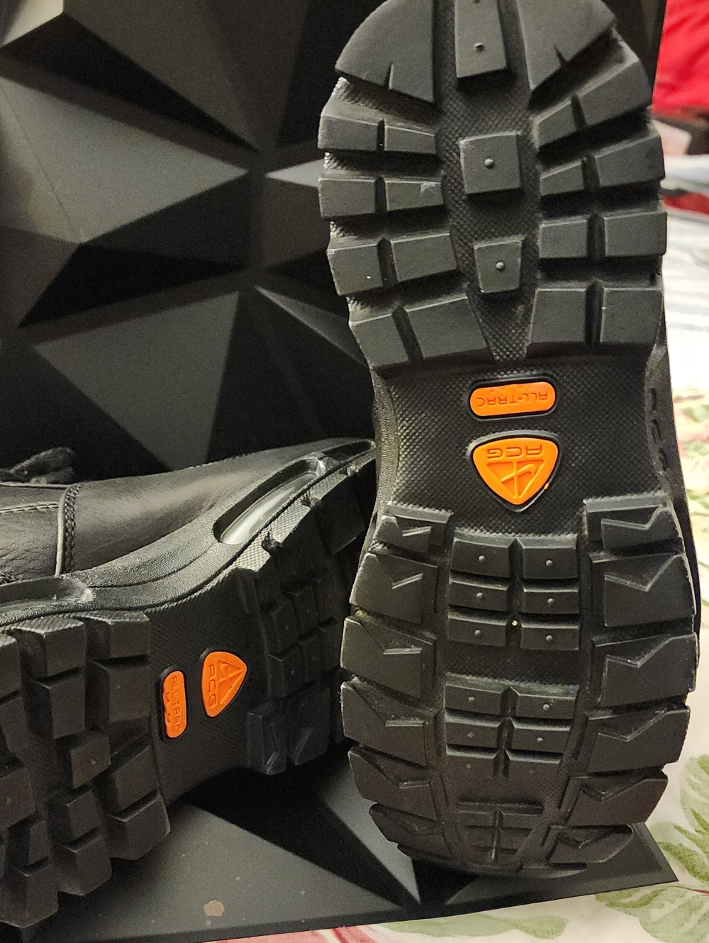 Nike ACG Black Shoe Detail with Orange Logos